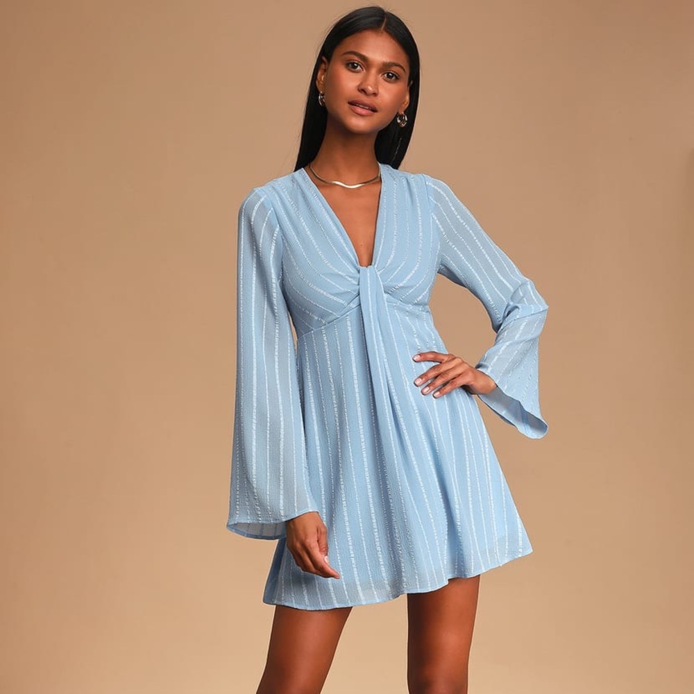 Million Reasons Striped Twist-Front Mini Dress